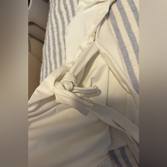 White One-Shoulder Top with Gold Accent - Picture 3 of 3